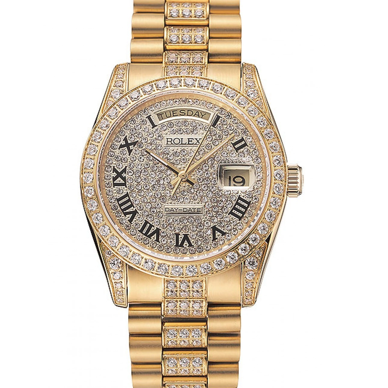 Day-Date Rolex Diamond Diamond Pave Dial Swiss 1453956 Bracelet Gold 1028